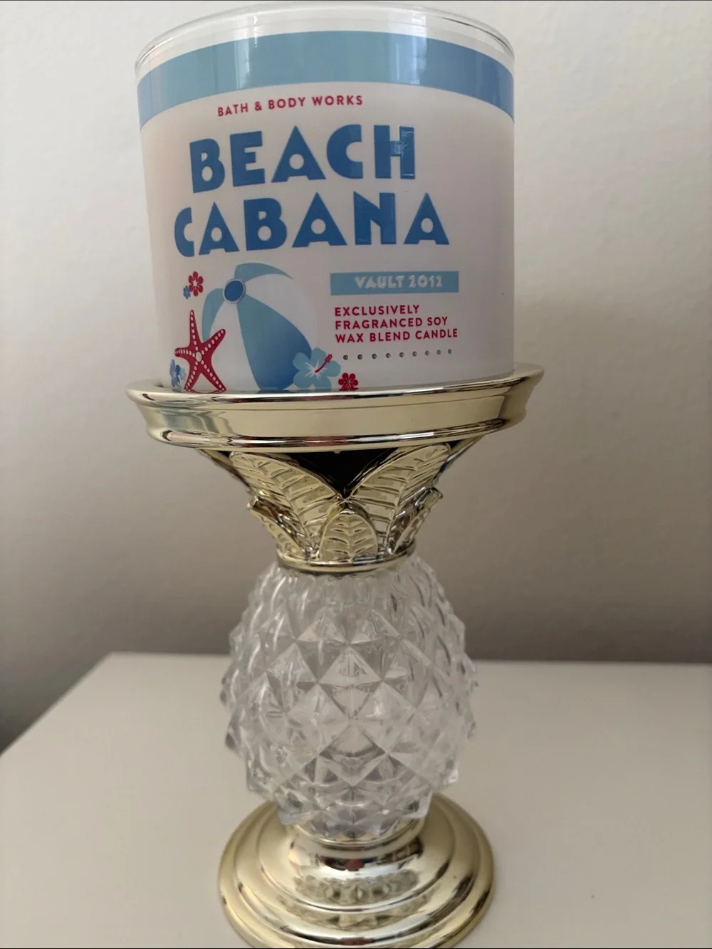 Rare! Bath & Body Works Glass Pineapple Candle Holder -  Decorative Home Accent